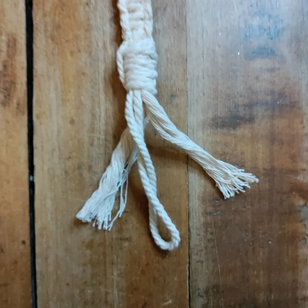 Baby teething ring pacifier clip handmade handwoven cream wooden ring new